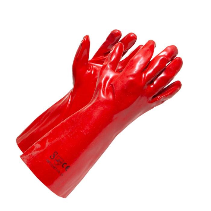 P.V.C Gloves Red Long
