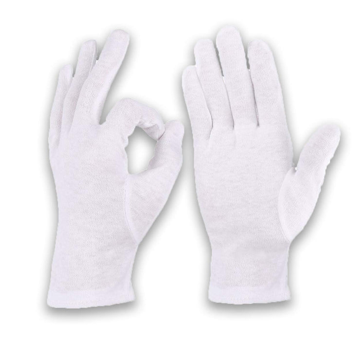 Cotton Gloves White Jersey Men L